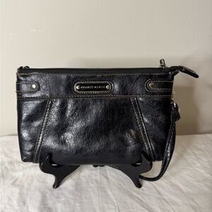 Women's Franco Sarto Black Purse/Wristlet Zipper Closer Card Holders And Pockets